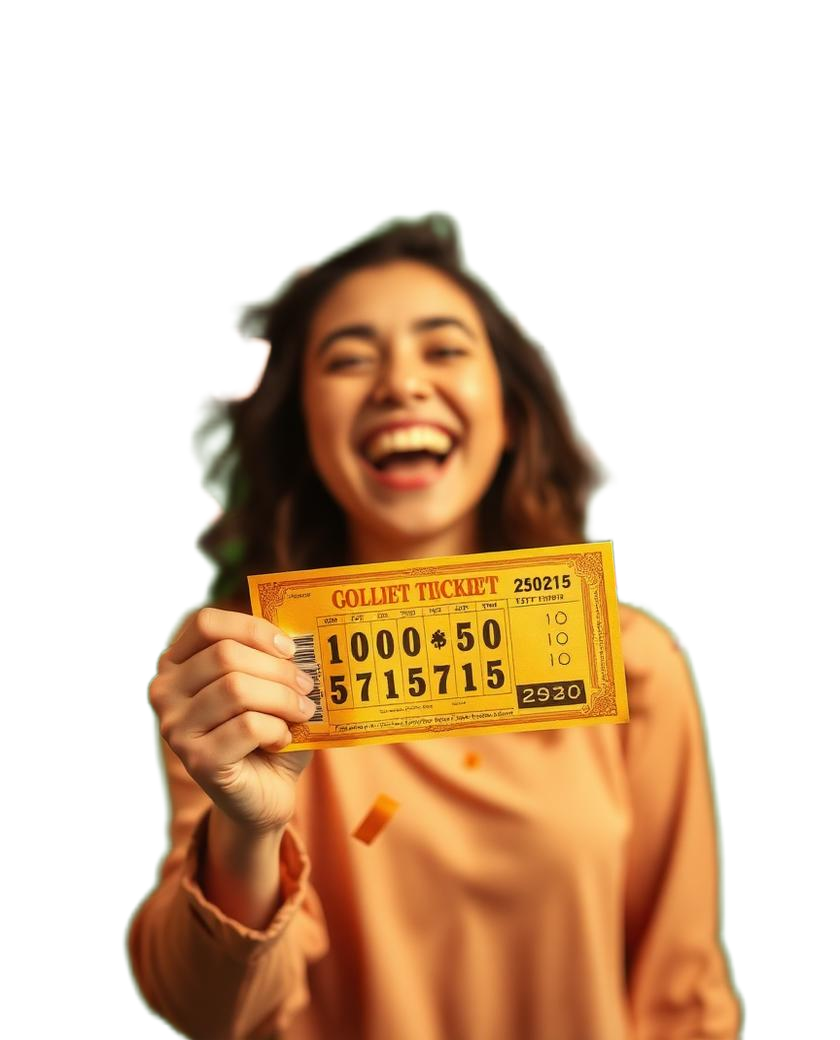 Player holding a lottery ticket